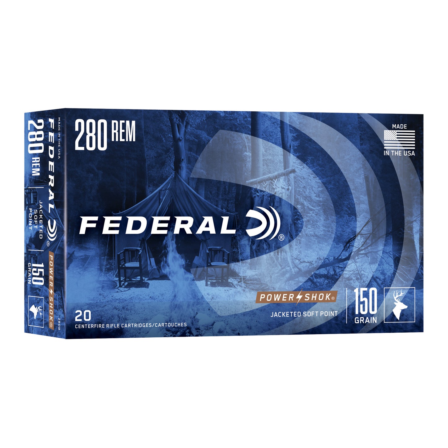 Federal, PowerShok, 280 Remington, 150 Grain, Soft Point  (20 Round Box)