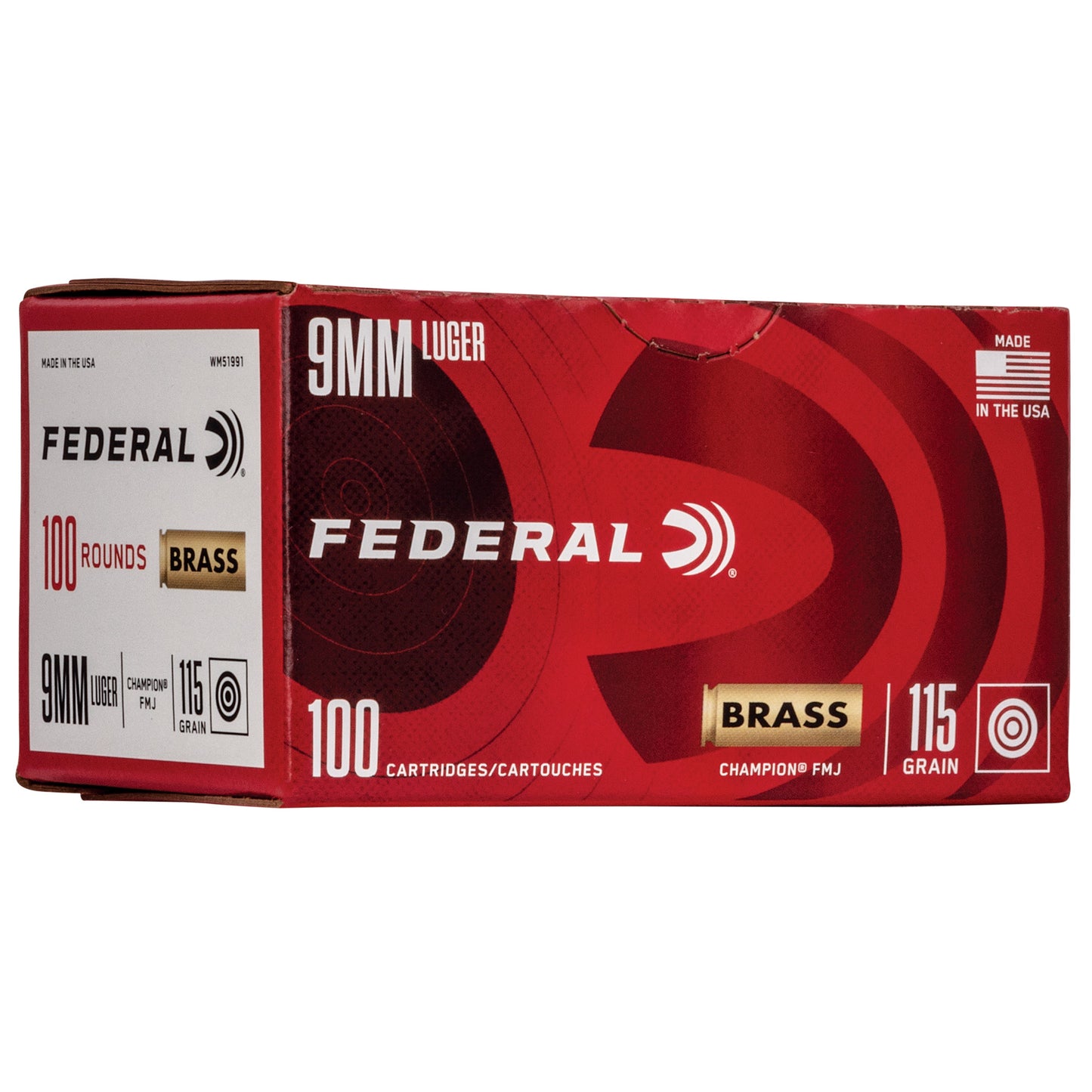 Federal, Champion, 9MM, 115 Grain, Full Metal Jacket, (100 Round Box)