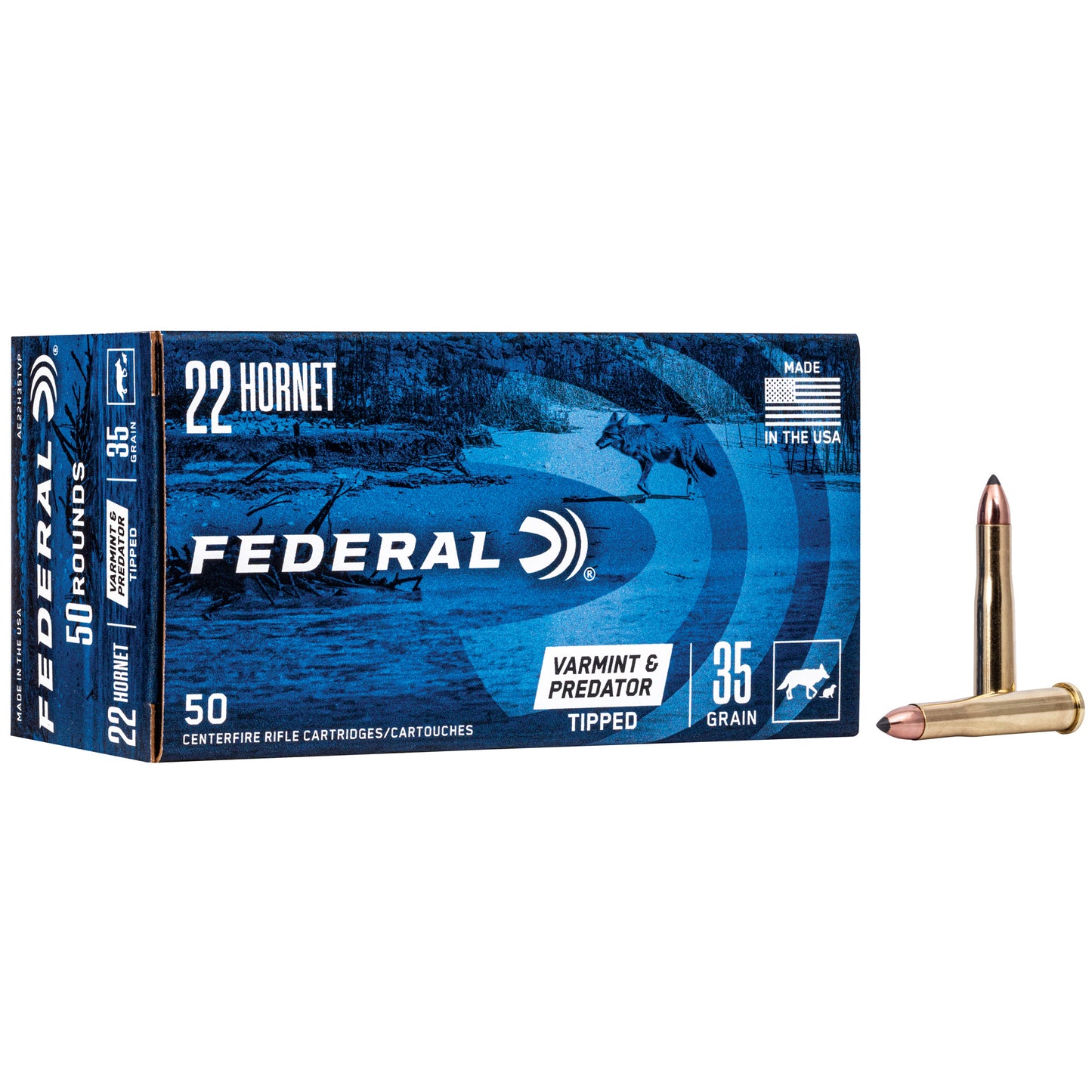 Federal, American Eagle Varmint & Predator, 22 Hornet, 35 Grain, Tipped Varmint  (50 Round Box)