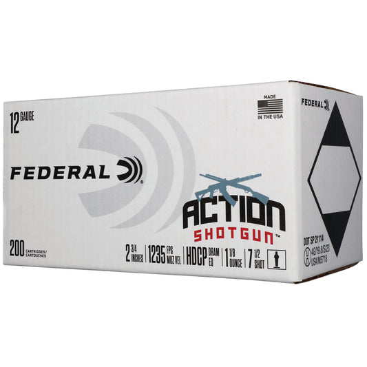 Federal, Action Shotgun, 12 Gauge, 2.75" Chamber, #7.5 Shot, 1 1/8oz, Lead Shot, 200 Round Box