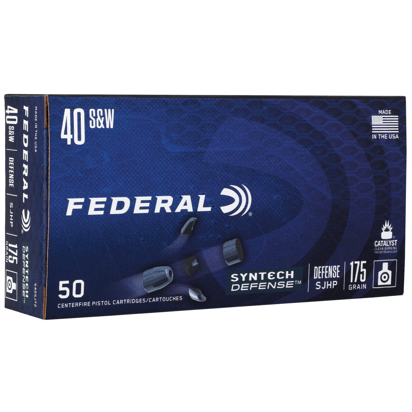 Federal, Syntech Defense with Catalyst Clean Burning Primer, 40 S&amp;W, 175 Grain, Semi Jacketed Hollow Point, 50 Round Box