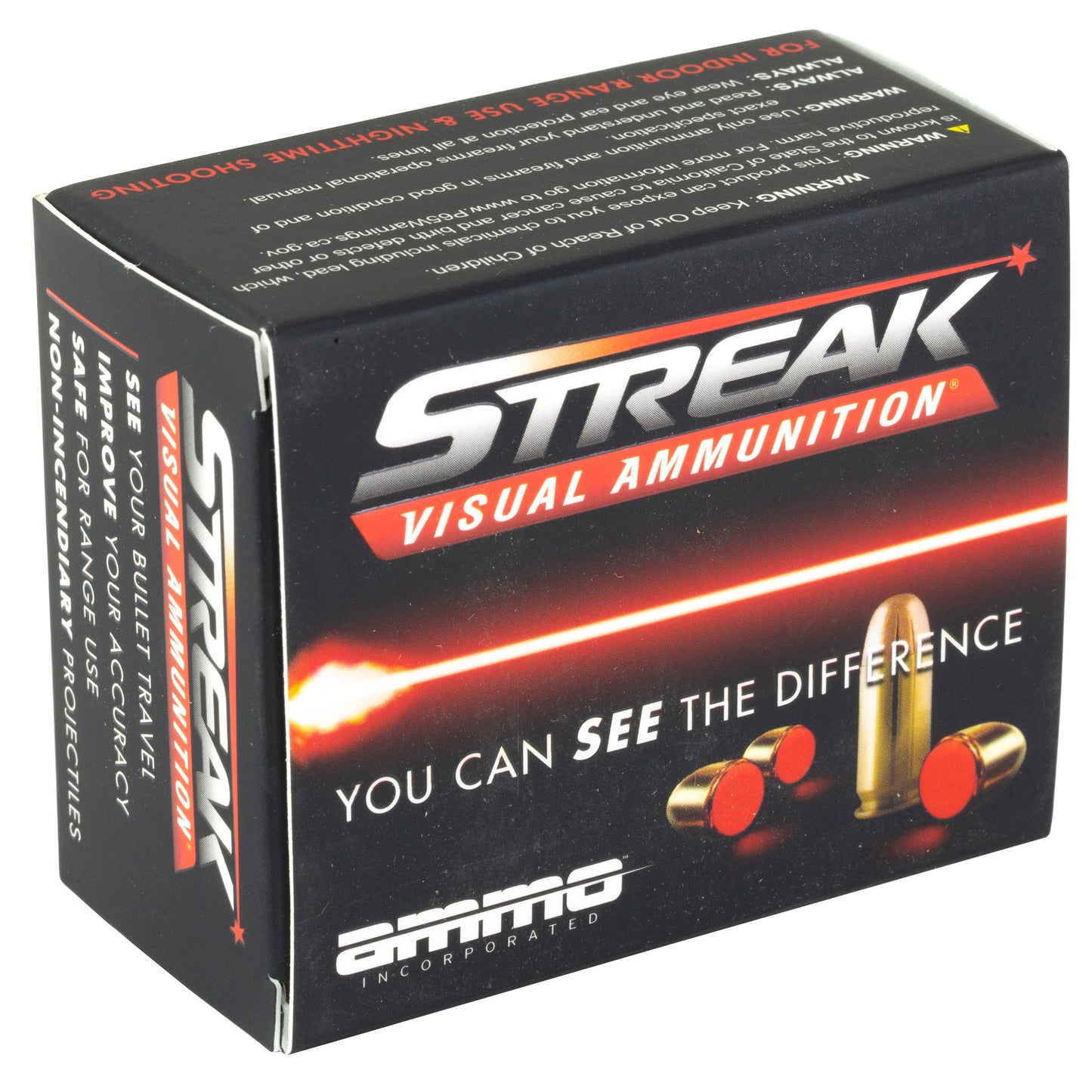 STREAK Ammunition, Visual Ammunition, 45 ACP, 230 Grain, Total Metal Coating, Non-Incendiary Tracer, (20 Round Box)