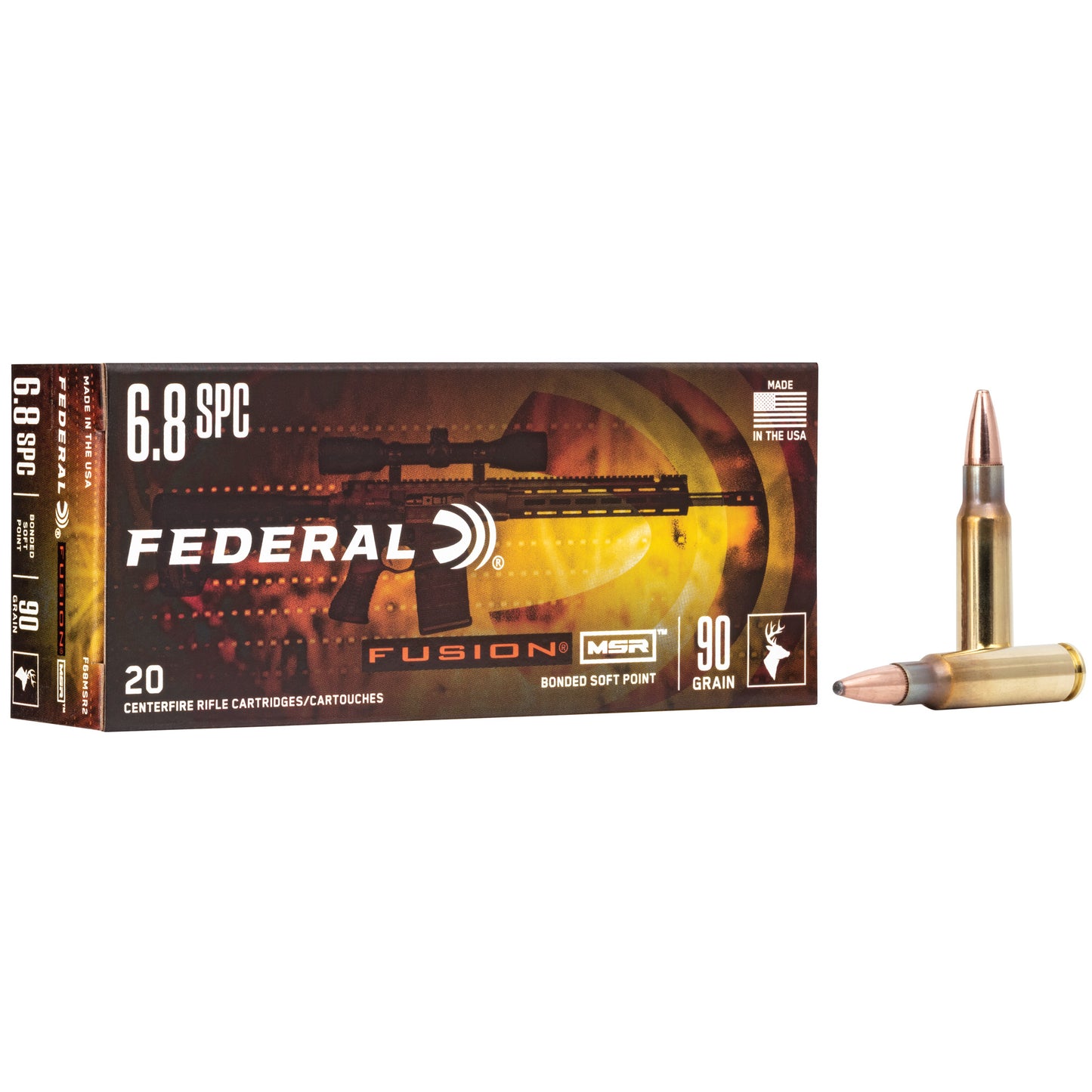 Federal, Fusion, MSR, 6.8SPC, 90 Grain Soft Point, 20 Round Box