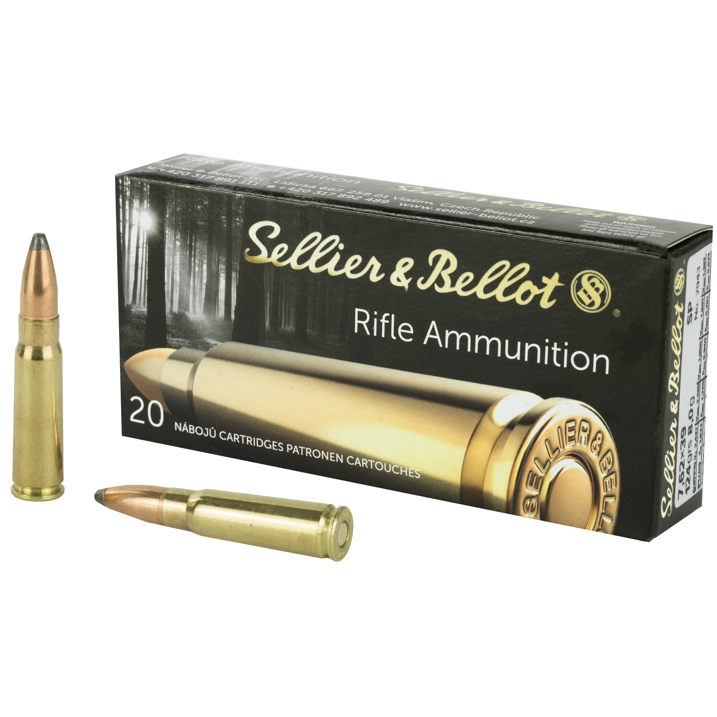 Sellier &amp; Bellot, Rifle, 762X39, 124 Grain, Soft Point, 20 Round Box