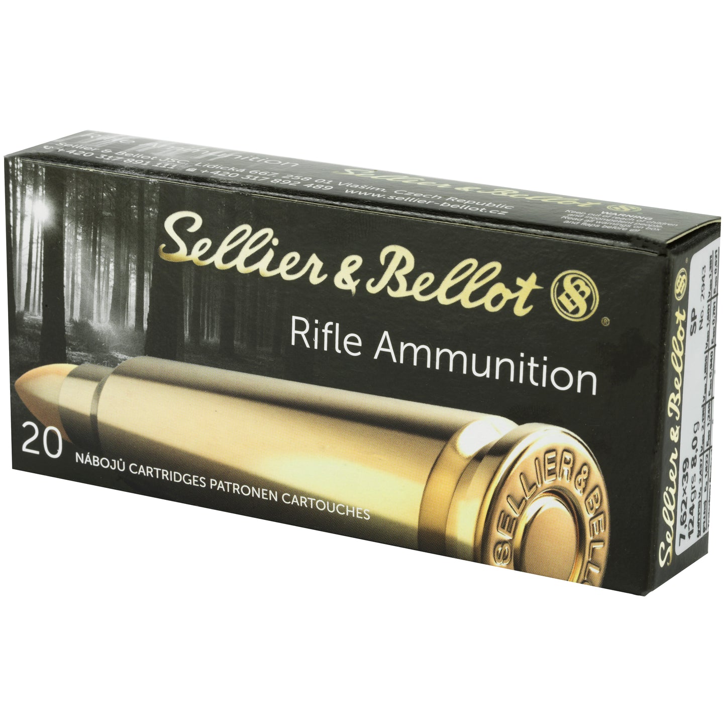 Sellier &amp; Bellot, Rifle, 762X39, 124 Grain, Soft Point, 20 Round Box