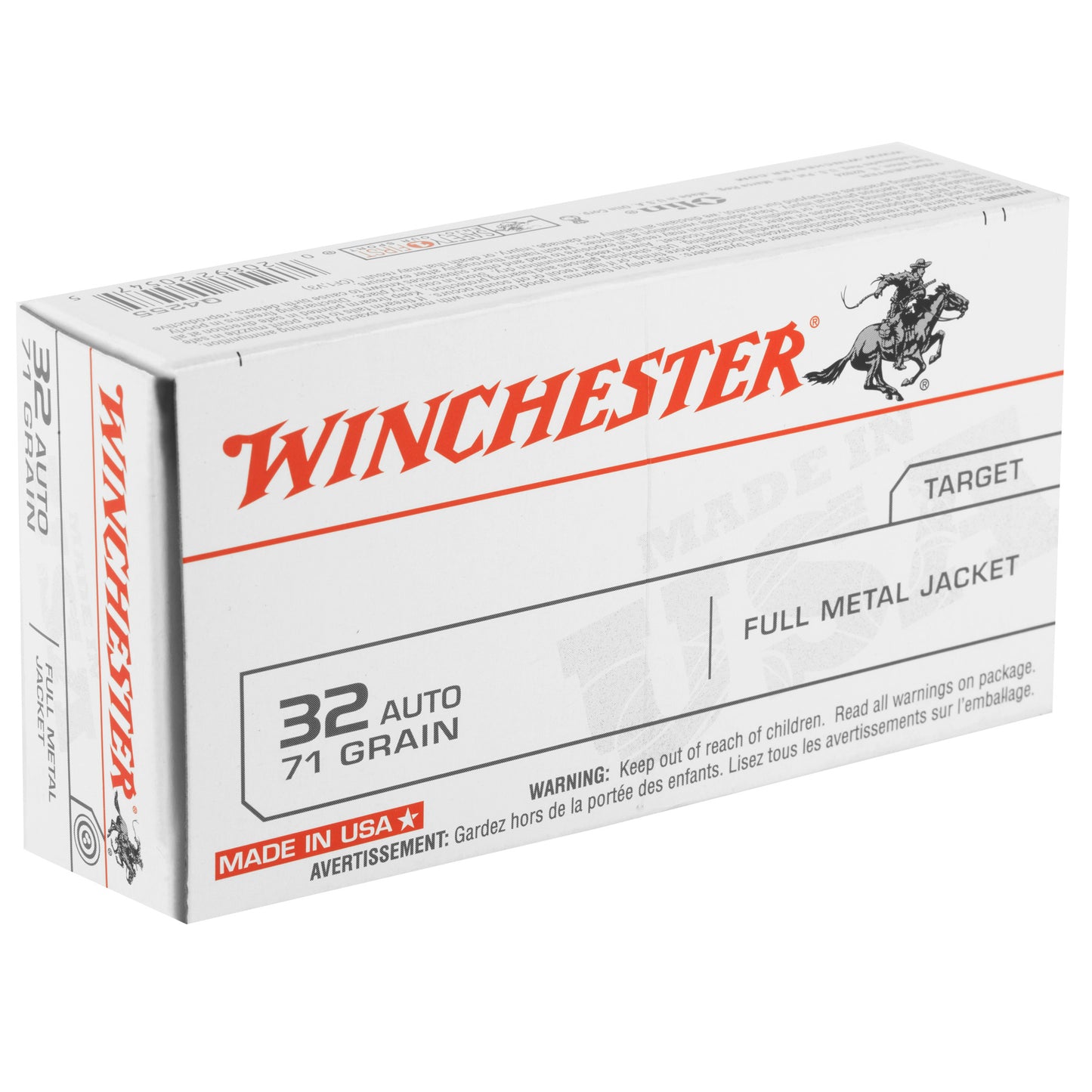 Winchester Ammunition, USA, 32ACP, 71 Grain, Full Metal Jacket, 50 Round Box