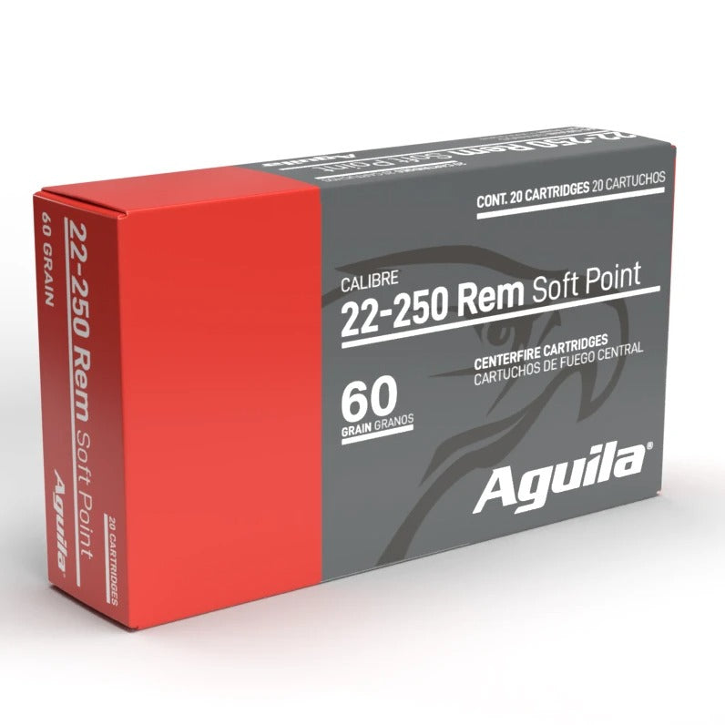 Aguila Ammunition 22-250 Rem Rifle Ammo - 60 Grain | Soft Point | 20rd Box