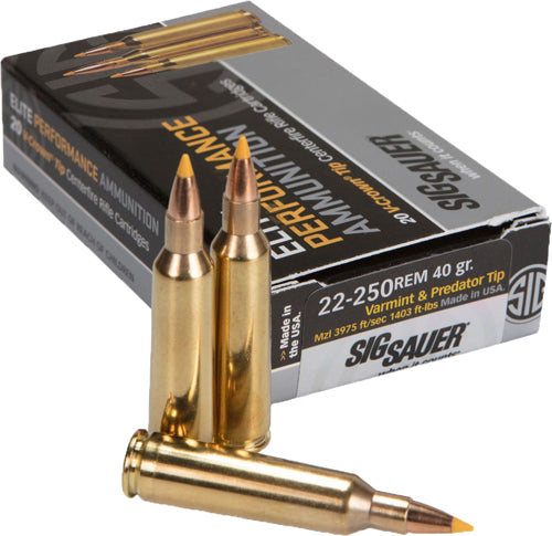 VARMINT/PREDATOR 20RD 10BX/CS<SIG 22-250 REM 40GR ELITE