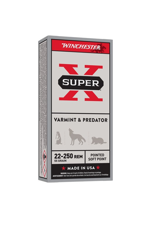 55GR PSP 20RD 10BX/CSWINCHESTER SUPER-X 22-250 REM