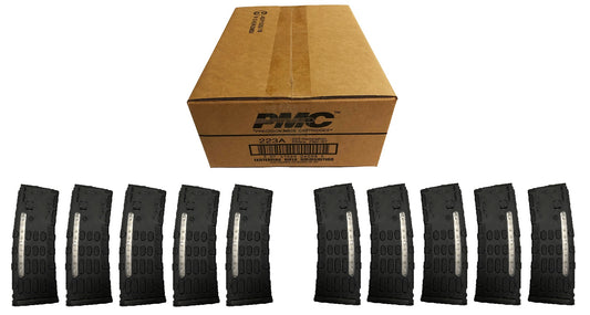 PMC Bronze .223 Remington Rifle Ammo - 55 Grain | FMJ-BT | 1 Case (50 boxes) Bundled w/ TEN KCI AR-15 .223/5.56 Magazine - 30rd | Polymer