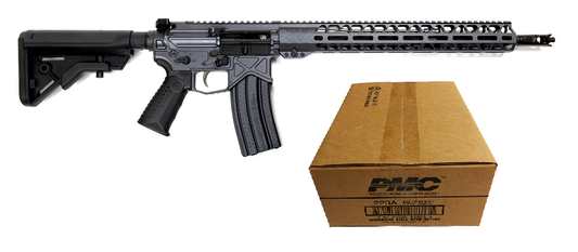 Battle Arms Development Billet AUTHORITY Elite AR Rifle - Combat Grey | .223 WYLDE | 16" Barrel | 15" M-LOK Free-Float Rail | B5 Stock | Nickel Teflon Trigger Bundled w/ PMC Bronze .223 Remington Rifle Ammo - 55 Grain | FMJ-BT | 1 Case (50 boxes)