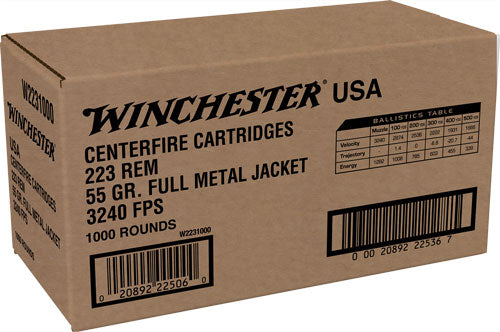 FMJ 1000RD CASE LOTWINCHESTER USA 223 REM 55GR