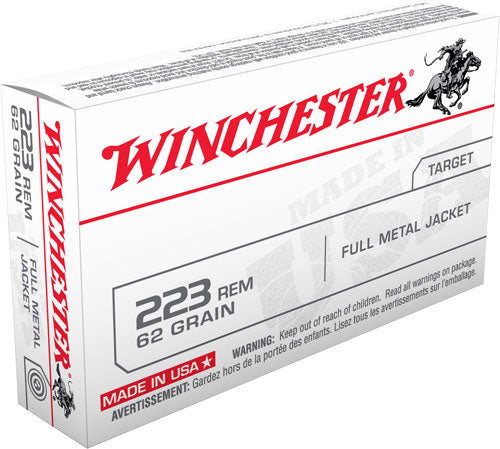 62GR FMJ 20RD 50BX/CSWINCHESTER USA 223 REM