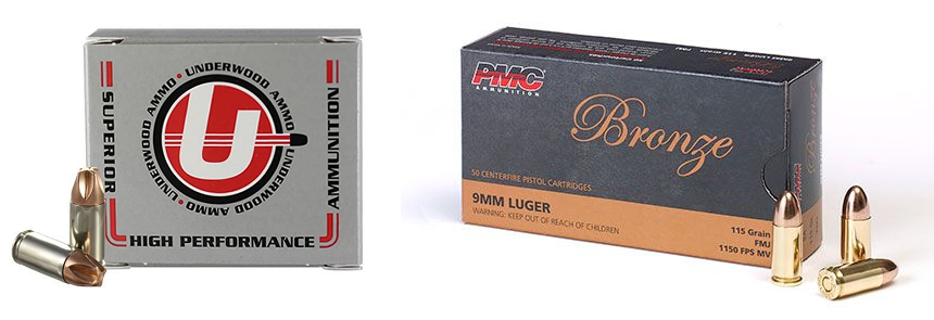 Underwood Ammo 9mm Luger Handgun Ammo - 115 Grain | +P | Xtreme Penetrator Bundled w/ One PMC Bronze 9mm Luger Handgun Ammo - 115 Grain | FMJ | 50rd Box