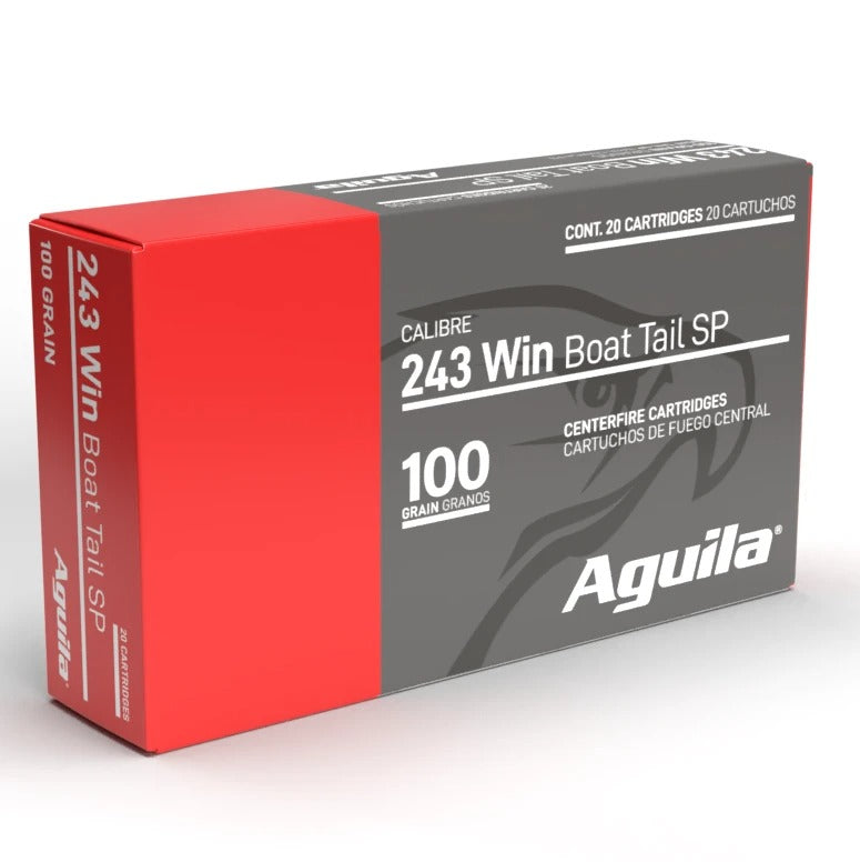 Aguila Ammunition .243 Win Rifle Ammo - 100 Grain | Boat Tail Soft Point | 200rd Case