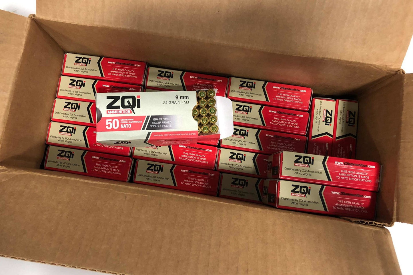 ZQI 9mm NATO Handgun Ammo - 124 Grain  | FMJ | 1,000rd Case