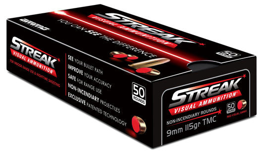 Ammo Inc STREAK Target 9mm Luger Handgun Ammo - 115 Grain | TMC | Red | 1000rd Case