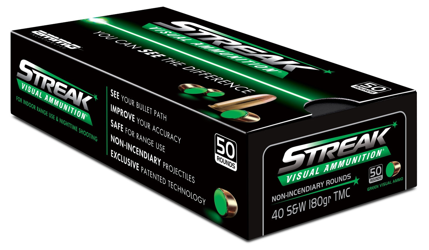 Ammo Inc STREAK Target .40 S&W Handgun Ammo - 180 Grain | TMC | Green | 1000rd Case