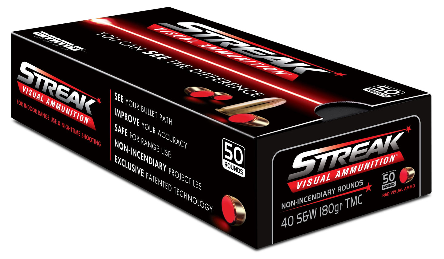 Ammo Inc STREAK Target .40 S&W Handgun Ammo - 180 Grain | TMC | Red | 1000rd Case