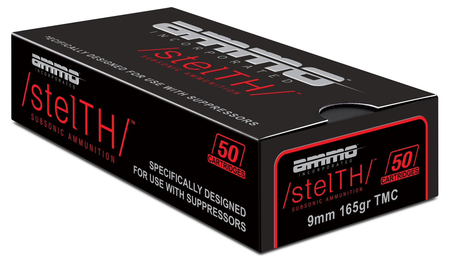 Ammo Inc stelTH Subsonic 9mm Luger Handgun Ammo - 165 Grain | TMC | 1000rd Case