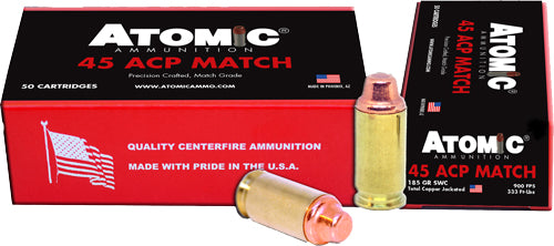 SWC COPPER PLATED 50RD 10BX/CSATOMIC 45 ACP MATCH 185GR LEAD