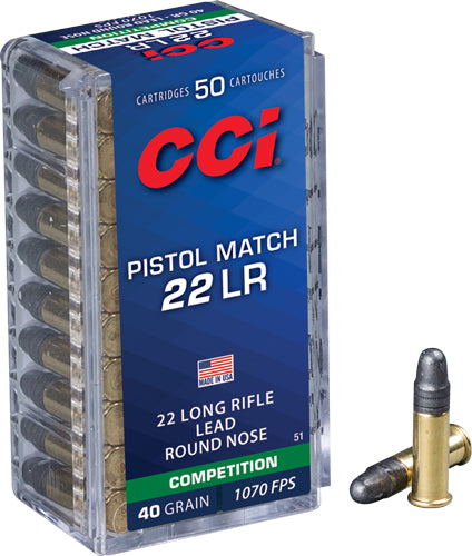 LEAD-RN 1070FPS 50RD 100BX/CSCCI PISTOL MATCH 22LR 40GR