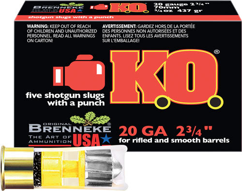 3/4OZ SLUG 5RD 50BX/CSBRENNEKE USA KO 20GA 2.75"