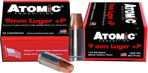 20RD 10BX/CSATOMIC 9MM LUGER +P 124GR JHP