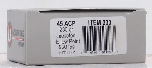 20RD 10BX/CSUNDERWOOD 45 ACP 230GR JHP