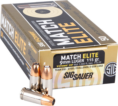 COMPETITION JHP 50RD 10BX/CSSIG 9MM LUGER 115GR ELITE