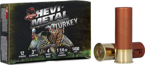 12GA 3" 1-1/4OZ #4 5RD 10/CS<HEVI-SHOT HEVI-METAL TURKEY