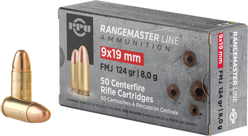 124GR FMJ 50RD 20BX/CSPPU RANGEMASTER 9MM LUGER