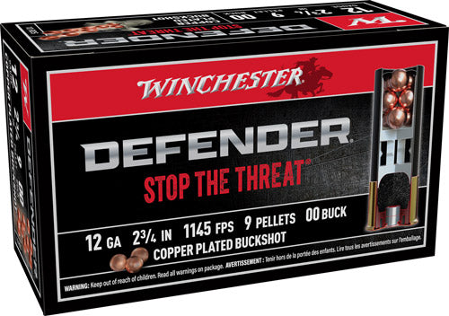 00 BUCK 9 PELLETS 10RD 10BX/CSWINCHESTER DEFENDER 12GA 2.75"