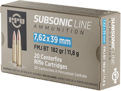 20RD 25BX/CSPPU SUBSONIC 7.62X39 182GR FMJ