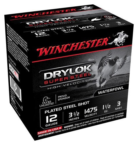 1-1/2OZ #3 1475FPS 25RD 10B/CSWINCHESTER DRYLOK 12GA 3.5"