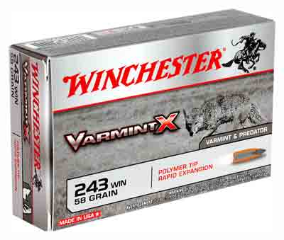 58GR POLY TIPPED 20RD 10BX/CSWINCHESTER VARMINT-X 243 WIN