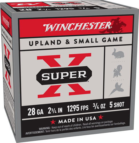 3/4OZ #5 1295FPS 25RD 10BX/CSWINCHESTER SUPER-X 28GA 2.75"