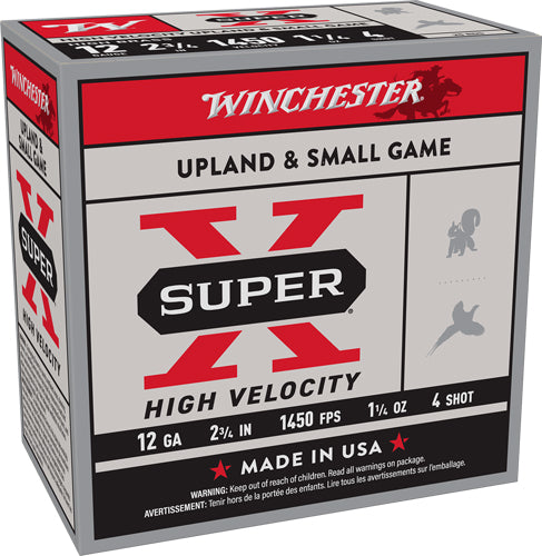 1-1/4OZ #4 1450FPS 25RD 10BX/CWINCHESTER SUPER-X 12GA 2.75"