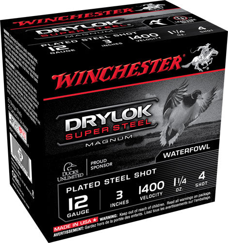 1-1/4OZ #4 25RD 10BX/CSWINCHESTER DRYLOK 12GA 3"