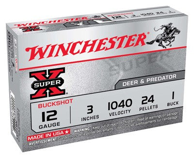 #1 BUCK 24 PELLETS 50BX/CSWINCHESTER SUPER-X 12GA 3"  (5 Round Box)