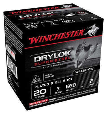 #2 1330FPS 10BX/CS WINCHESTER DRYLOK 20GA 3" 1OZ  (25 Round Box)