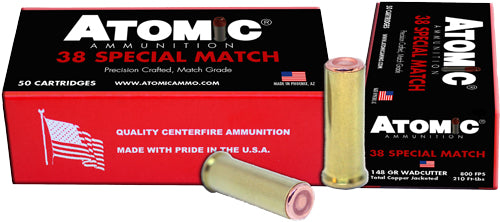 COPPER PLATE HBWC 10BX/CS ATOMIC 38 SPECIAL MATCH 148GR  (50 Round Box)