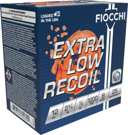 7/8OZ #8 1200FPS 250RD CASEFIOCCHI LOW RECOIL 12GA 2.75"