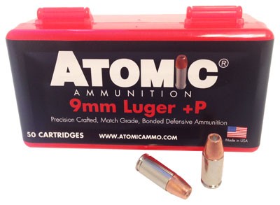 10BX/CS ATOMIC 9MM LUGER +P 124GR JHP  (50 Round Box)