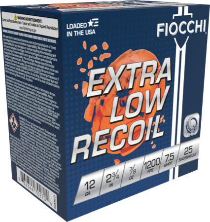 7/8OZ #7.5 1200FPS 250RD CASEFIOCCHI LOW RECOIL 12GA 2.75"