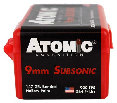 SUBSONIC JHP 10BX/CS ATOMIC 9MM LUGER 147GR  (50 Round Box)