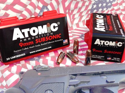 SUBSONIC JHP 10BX/CS ATOMIC 9MM LUGER 147GR  (50 Round Box)