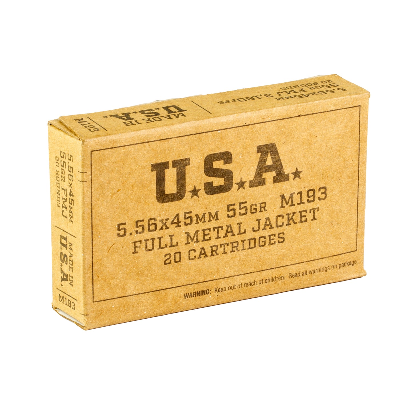 Winchester Ammunition, M193, 5.56NATO, 55 Grain | FMJ |  (20 Round Box)