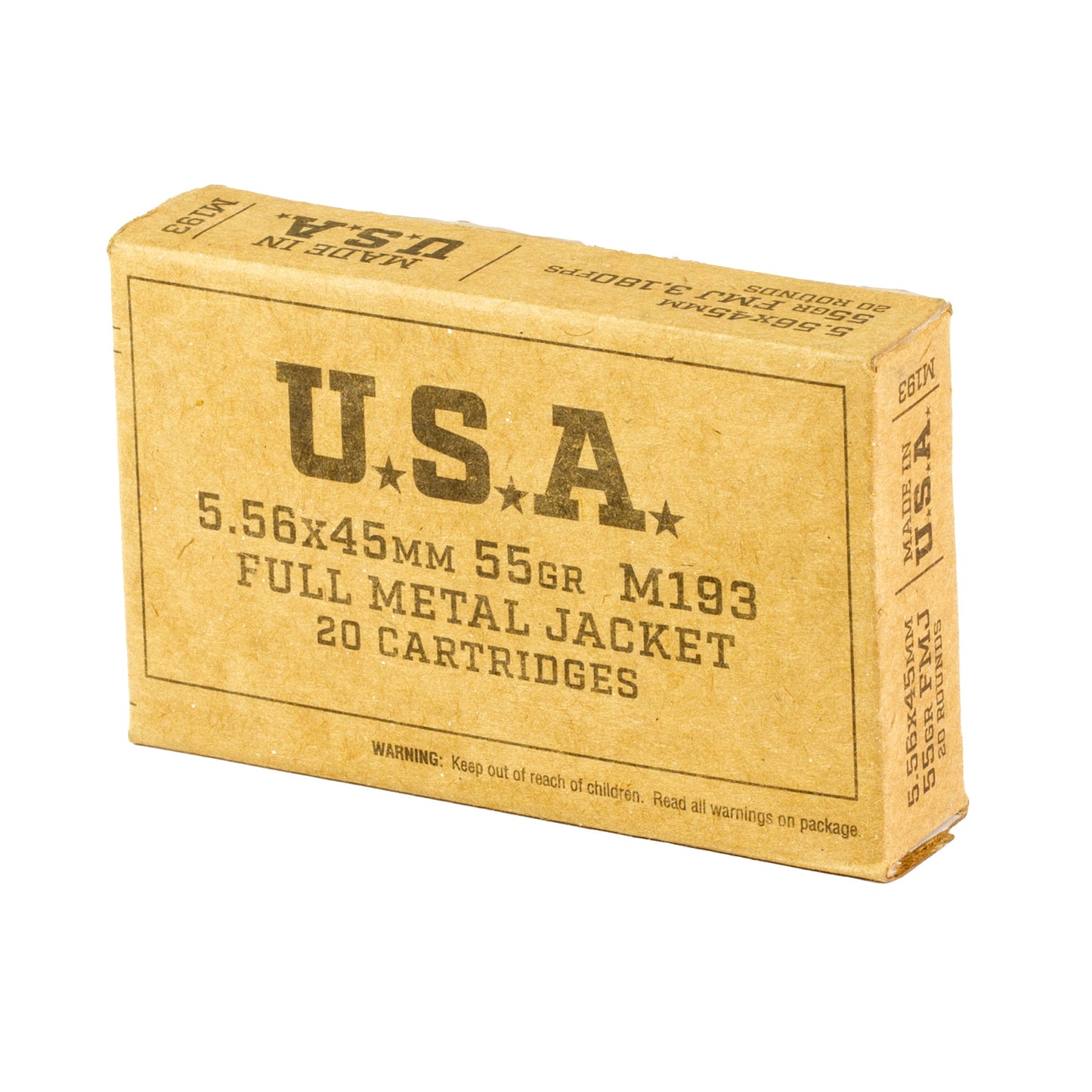 Winchester Ammunition, M193, 5.56NATO, 55 Grain | FMJ |  (20 Round Box)