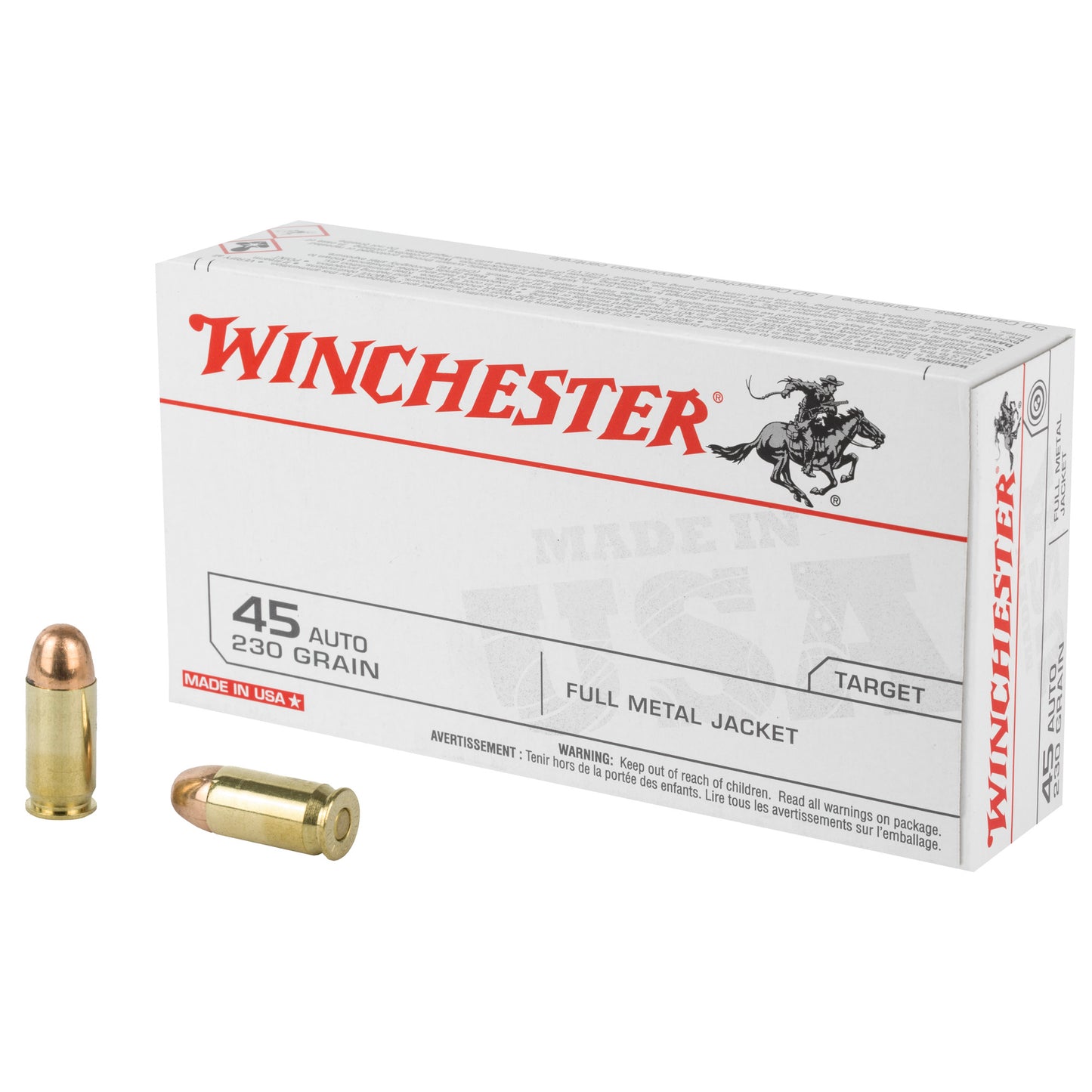 Winchester Ammunition, USA, 45 ACP, 230 Grain | FMJ | 50 Round Box